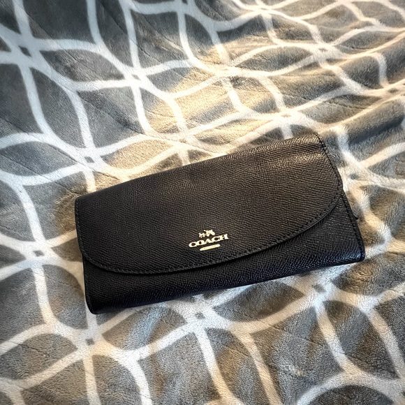 Coach Navy Blue Soft Leather Wallet - Picture 1 of 5